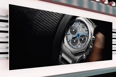 Imprenta de material corporativo. Cuadros para Stand de Publicidad en Joyería Relojería de Lujo: GIRARD-PERREGAUX (empresa Suiza). IDG GRUP WEB - IMAGEN CORPORATIVA Y PUBLICIDAD (BARCELONA).