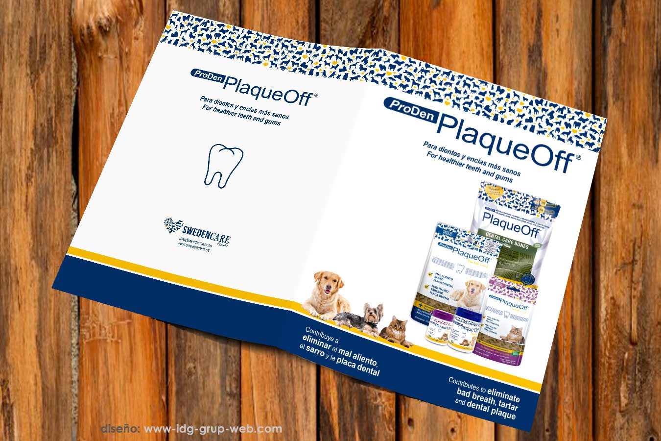 Diseño e Imprenta de Catálogo Corporativo - Dossier para PLAQUEOFF - SWEDENCARE (Suecia) | Diseño: IDG GRUP WEB - Imagen Corporativa y Publicidad