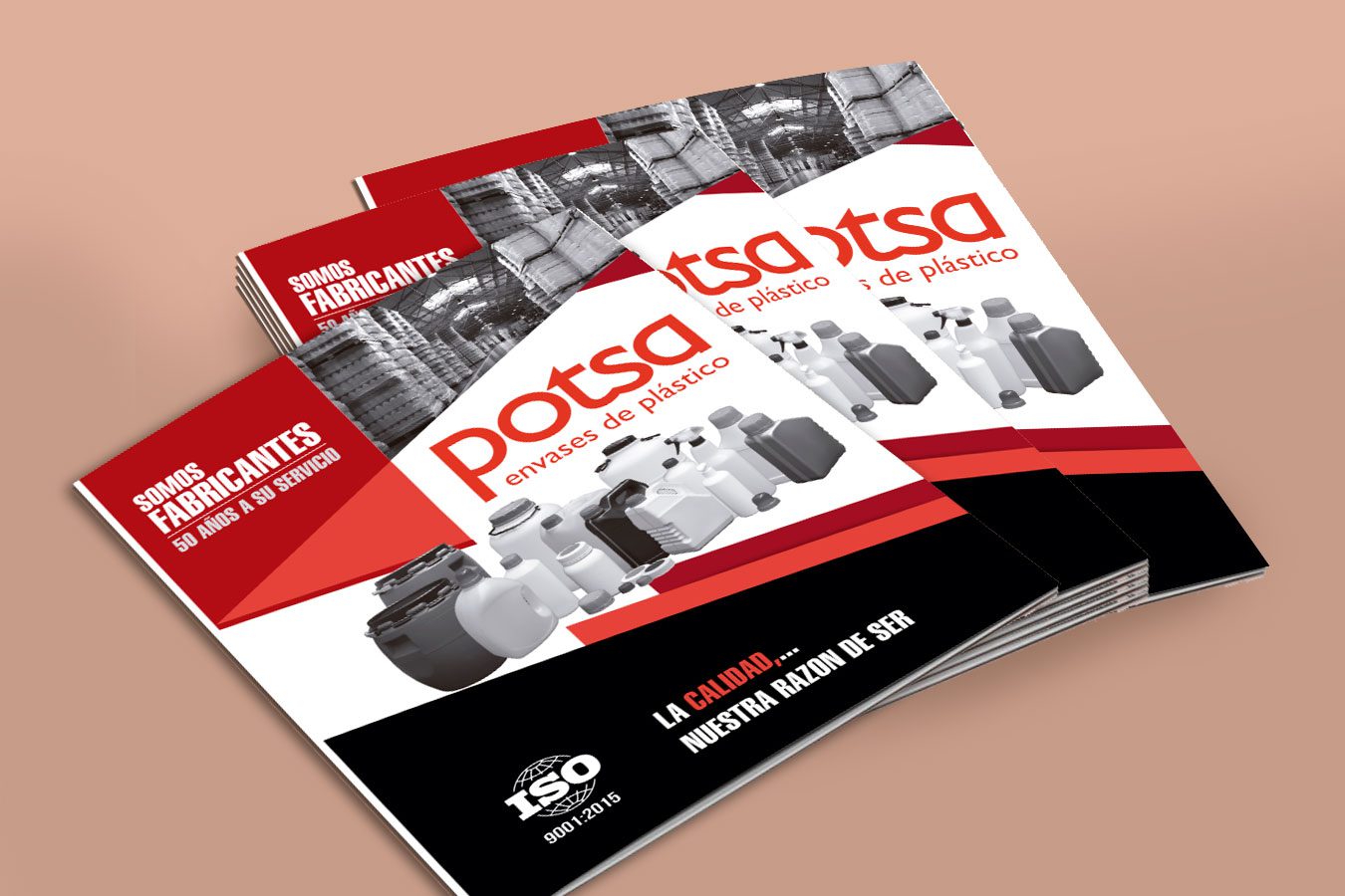 Diseño e Imprenta de Catálogo Corporativo - Dossier díptico de POTSA Envases Plásticos (Badalona. España) | Diseño: IDG GRUP WEB - Imagen Corporativa y Publicidad