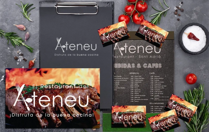 Imagen Corporativa para Restaurante ATENEU, diseñada por IDG GRUP WEB, empresa de diseño corporativo en Barcelona