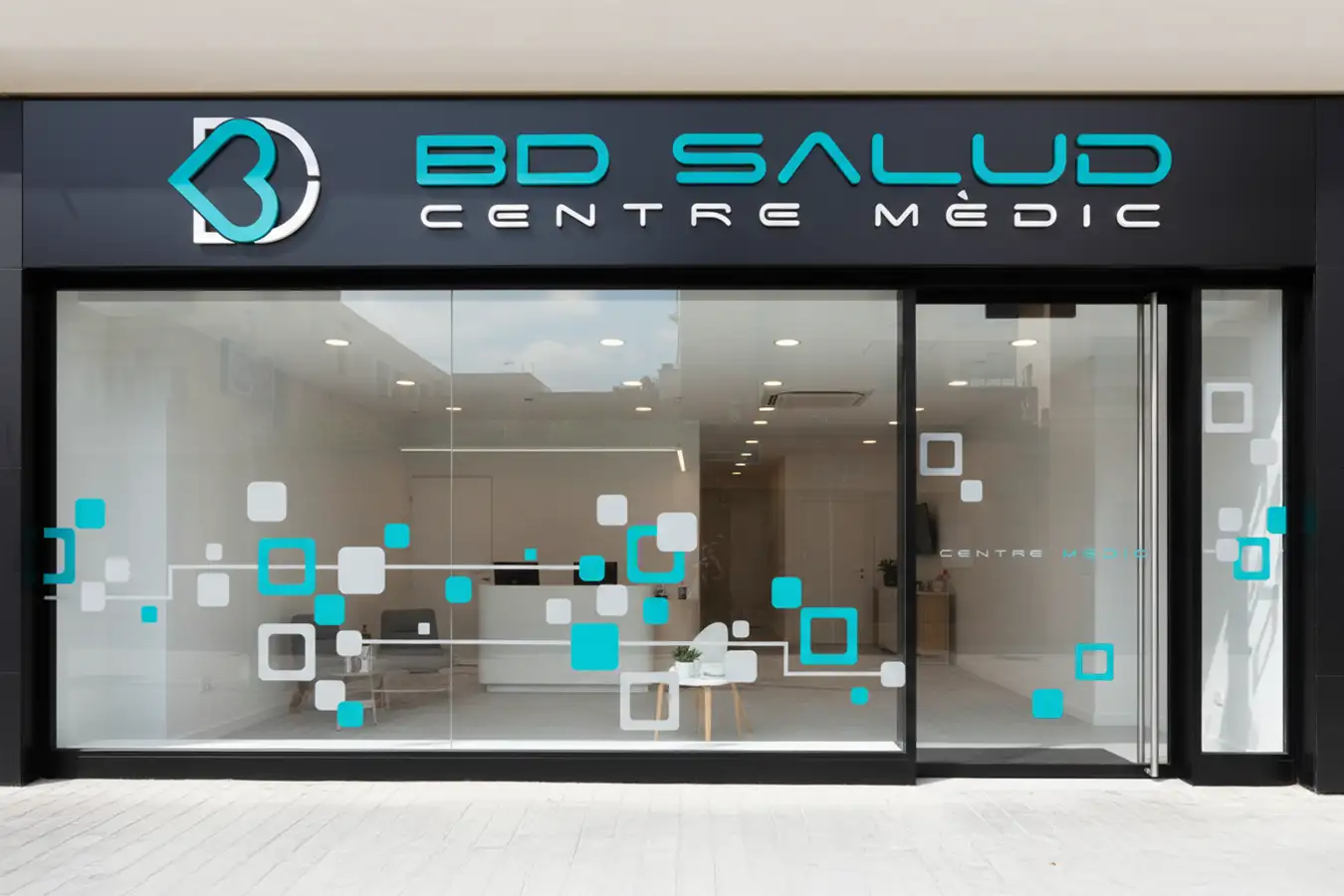 Fotomontaje Render BD Salud 1 Diseño e Imprenta de Logos. Logotipos para empresas, marcas y servicios. Diseño de Imagen Corporativa