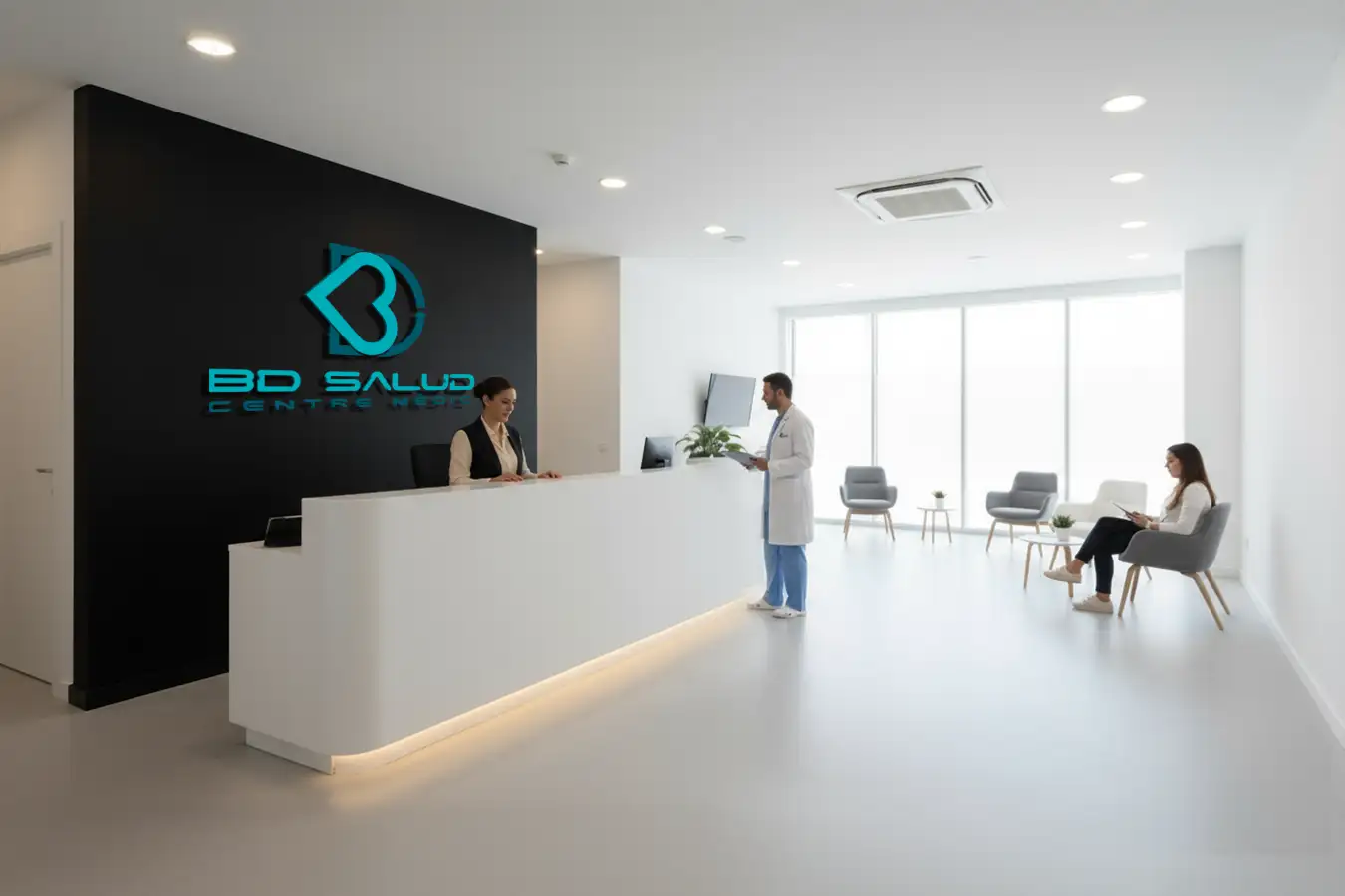 Fotomontaje Render BD Salud – Interior 3 Diseño e Imprenta de Logos. Logotipos para empresas, marcas y servicios. Diseño de Imagen Corporativa